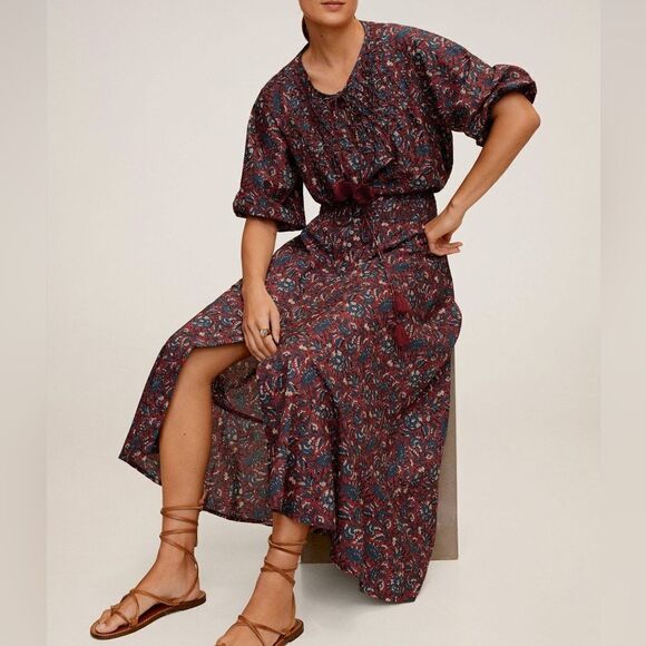 Mango Co-Ord Set Blouse and Skirt Floral Viscose New - Picture 7 of 9